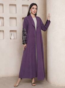 Al Najma 女士阿拉伯罩袍 简单、时尚、休闲，适合日常穿着 - 紫色 - 查看 6