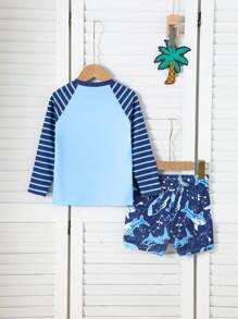 男童长袖圆领简约时尚休闲日常泳衣