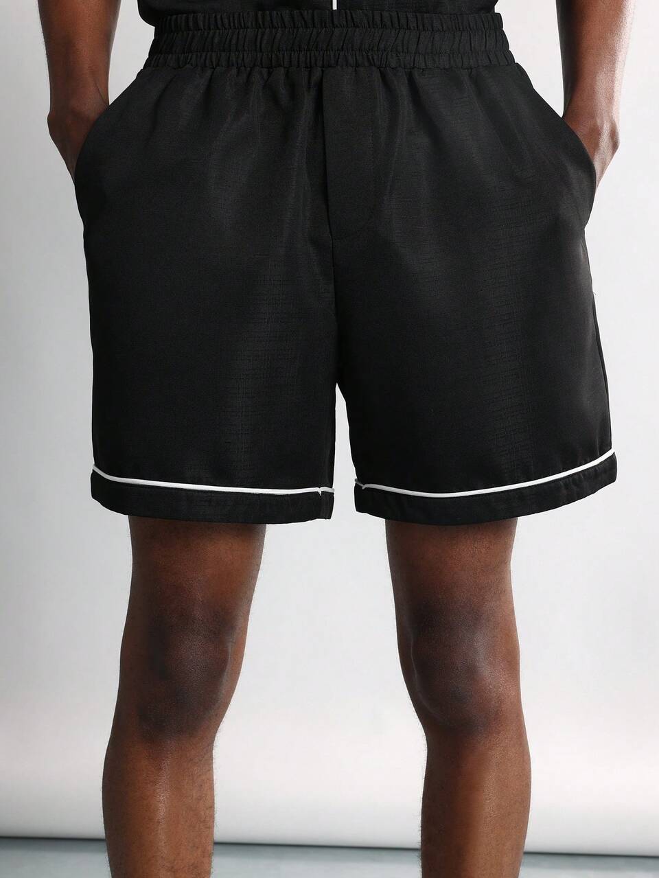 Luxury Short Sleeve Button Up Piping Detail Loungewear Set