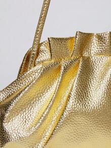 Metallic Litchi Embossed Ruched Bag