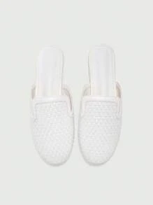 CUCCOO CHICEST Giày đế bằng mũi kín màu trắng phong cách Bắc Âu dành cho nữ Giày mùa xuân cho kỳ nghỉ xuân Phục sinh - trắng - Xem 3