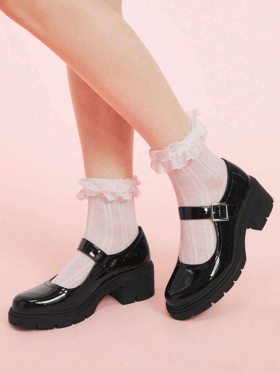 CUCCOO DOLLMOD Sugerpunk Women Adjustable Buckle Fashionable Platform & Chunky Heel Pumps Spring Summer Shoe - Black - View 1