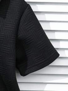 2pcs/Set Boys Letter Print Polo Shirt And Shorts Set - Black - View 4