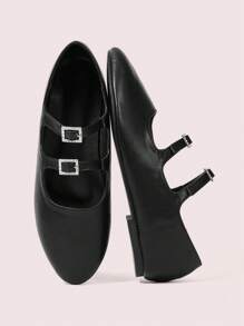 CUCCOO DOLLMOD Women's Round Toe Retro Sweet Cute Flats, Good For Spring & Summer Casual Outfits - Black - View 2