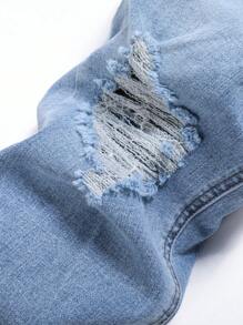 Manfinity EZcore Men's Casual Washed Ripped Slim Jeans - Light Wash - View 5