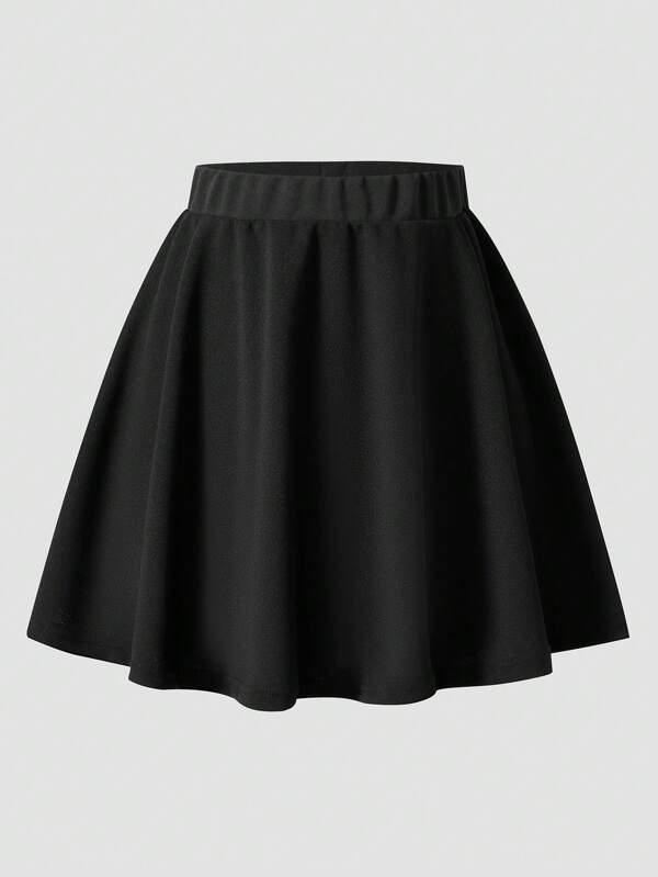 Lunivi Tween Girl Casual All-Match Versatil Commuter College Ladies Urban Tricotat Fusta A-Line din dantelă