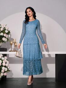 Modelyn Vestido elegante de mujer con cuello oblicuo y diseño de capas