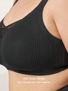 LUVLETTE Plus Dream Curve 2ndSkin 全覆盖无线无缝透气侧支撑 V 领休闲运动健身内衣外穿文胸黑色隐形内衣粘性 SizeFreedom 基本款文胸 - 黑色 - 查看 3