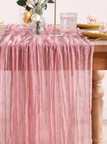 SHEIN 5Pcs/1Pc 90*180cm/90*340cm粉色褶皱桌旗 折叠桌布 生日装饰 婚礼装饰 节日家居装饰 聚会房间桌面装饰 桌布 桌旗 纯色桌布 情人节 - 粉色 - 查看 6