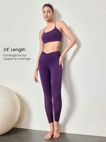 GLOWMODE 24" FeatherFit™- Crossover Mesh Leggings Spring Summer - Violet Purple - View 4