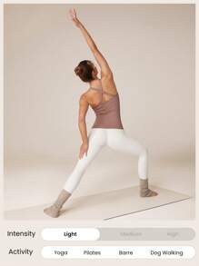 GLOWMODE Seamless Soft Push Up Bra Tummy Control Solid Straps Low Impact Yoga Daily - Redwood - View 6