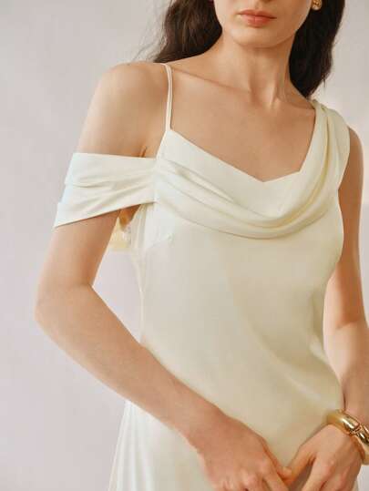 Chiquease Elegante vestido ajustado con tirantes finos de satén, para la temporada de bodas, para mujeres