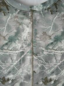 Men's Camouflage Print Sweatshirt And Sweatpants Set, Fall Clothes - Green - View 12