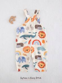 Cozy Pixies Baby Boy Floral Graphic Bib Jumpsuit And Pants Casual Versatile Set