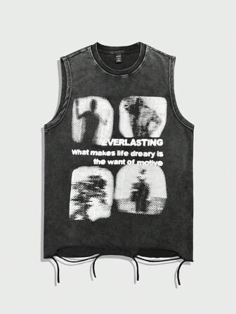 Grunge Punk Camiseta de tirantes casual para hombre, simple y de moda, adecuada para uso diario