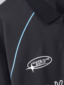 青少年休闲翻领数字印花 Polo 衫