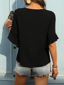 SHEIN Clasi 女士纯色优雅休闲设计宽松短袖衬衫