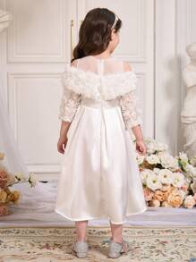 SHEIN Abito semplice e casual da tutti i giorni con stampa floreale 3D a tinta unita per ragazze giovani