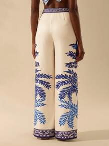 CAJUNI Bird & Palm Print Wide Leg Pants - Multicolor - View 2
