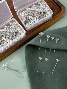 100pcs Crystal Rhinestone Head Pins With Plastic Box,Diamond Bouquet Pins ,Rhinestones Corsages Pins , Crystals Gems Diamonds For Floral Flower Bouquets ,Wedding Floral ,Bridal Hair Accessories Jewelry Decor DIY Craft Sewing,Sewing Machine Accessories, Sewing, Embroidery Fixing, Clothing Pattern Fixing