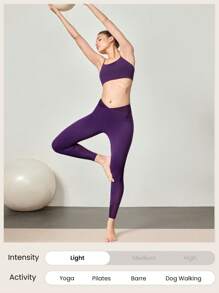 GLOWMODE 24" FeatherFit™- Crossover Mesh Leggings Spring Summer - Violet Purple - View 7