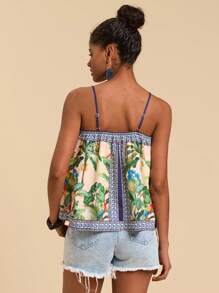 Travachic Vacation Casual Loose Tropical Print Sling,Summer Outfits For Women,Tropical Vacation Woman Clothes,Summer,Tank Top,Suitable For Holiday Date, Afternoon Tea, Wedding Season, Beach Cruise Vacation, City Road Trip Vacation, Boho Vacation, Music Festival ,Elegant Tops For Women - Multicolor - View 2