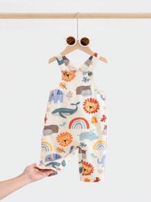 Cozy Pixies Baby Boy Floral Graphic Bib Jumpsuit And Pants Casual Versatile Set