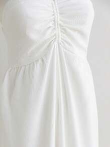 Soleia 女士休闲纯色挂脖腰褶皱长裙