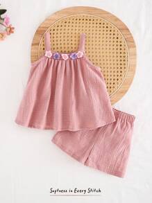 Cozy Pixies 2pcs/Set Baby Girl Heart Pattern Knit Soft Crew Neck Long Sleeve Pullover Sweatshirt And Elastic Waist Leggings Sets - Red and White - View 3