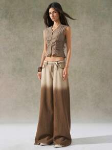 LYSMO Casual Minimalist Sleeveless Ruched Shirt