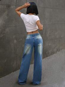 SHEIN WOMEN WIDE LEG LOW WAIST JEANS