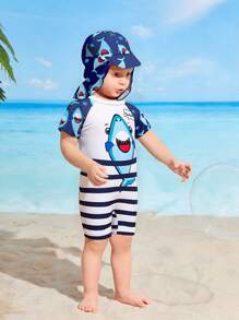 Baby (Boys) Swimsuit (Printing Positioning) - Blue - View 3