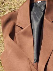 Aveloria Modichic Conjunto de 2 piezas para mujer para ir a trabajar, con chaqueta de metal con hebilla en el cuello en V sin mangas y pantalones de pierna ancha - Café integral - Ver 7