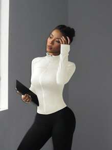 Dewbera 修身弹力拉链夹克，适合健身、跑步、瑜伽、日常休闲穿着