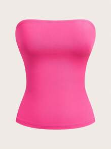 SHEIN EZwear 4pcs Casual Simple Solid Color Tube Tops - Multicolor - View 5