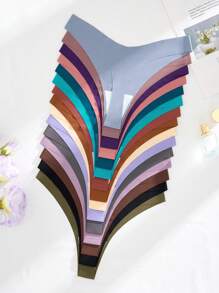 15pcs Women's Seamless Simple Low-Rise Sexy Thongs - Multicolor - View 2