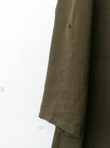 Al Najma Women's Plain Round Neck Roll Cuff Split Hem Long Top And Pants 2 Pieces Set, Casual - Army Green - View 6