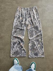 Manfinity Roghcode Men's Tree Branch Print Drawstring Waist Loose Casual Sweatpants, Baggy Pants, For Rave - Multicolor - View 4