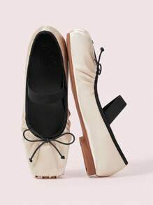 CUCCOO DOLLMOD Women's Apricot Casual Elastic Drawstring Flat Loafers - Apricot - View 2