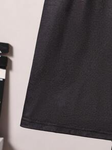 2pcs/Set Teens Boys Cartoon Game Letter Print Round Neck T-Shirt And Sports Shorts Set - Black - View 8