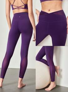 GLOWMODE 24" FeatherFit™- Crossover Mesh Leggings Spring Summer - Violet Purple - View 9