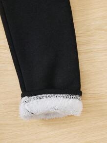 SHEIN Jeune Fille Legging À Applique Lettre À Doublure Thermique Taille Élastique