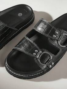 Solecia Simple Casual Solid Color Buckle Flat Comfort Sandals