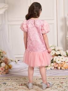 SHEIN 年轻女孩简约时尚休闲日常短袖连衣裙 - 粉色 - 查看 2