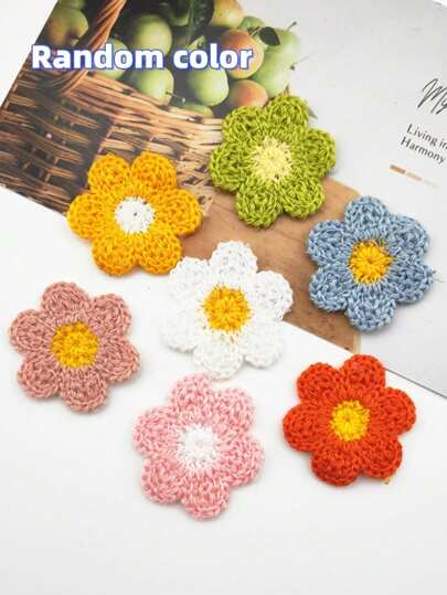 30 peças Flores de Crochê Feitas à Mão Aplique - 35mm Remendo Floral Crochê de Cores Aleatórias, Bordados para Costurar em Roupas, Artesanato DIY, Fantasias, Bolsas, Chapéus, Jaquetas, Scrunchies, Scrapbook, Decoração de Casa, Confecção de Presentes - Boêmio, Vintage, Acessórios DIY Estéticos