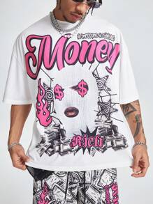 Manfinity VCAY 2pcs Men's Digital Print Loose Knit Short Sleeve T-Shirt Set - White - View 2