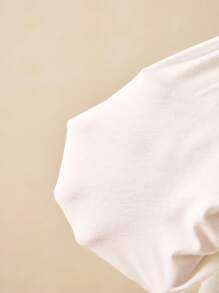 Poéselle Cotton Letter Embroidery Batwing Sleeve Tee - White - View 6