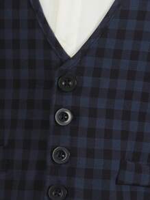 SHEIN Tween Boy Gentleman's 3-Piece Set: Vest + Pants + No Shirt No Tie Formal Outfit, Suitable For Birthday Party, Event, Wedding, Christening, Anniversary