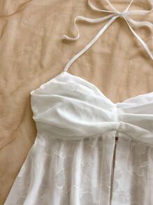 Soleia Women's Fashion Wall-Mounted Tops Chiffon Cut Flower Fabric Minimalist Sexy Vacation Back Tie Bow Summer Beach Wear Leisure Romantic, Spring