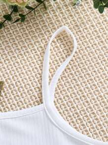 SHEIN Explorewe 适合青春期女孩的三件套女童服装，美式复古简约华夫格罩衫，搭配纯色背心和格子校园裙，三件套适合春夏校园运动、日常旅行和玩耍穿着 - 綠色 - 查看 3